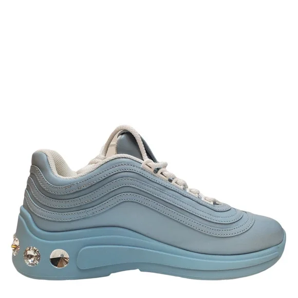 Miu Miu Women's Crystal-Embellished Chunky Sneakers Cielo Light Blue